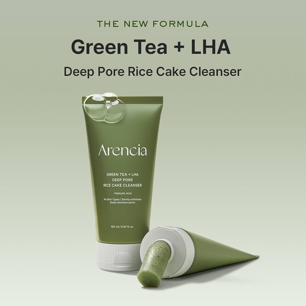 Arencia Green Tea + LHA Deep Pore Rice Cake Cleanser 150g