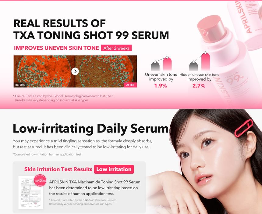 APRILSKIN TXA Niacinamide Toning Shot 99 Serum سيروم مكافحة التصبغات ومشاكل المسام
