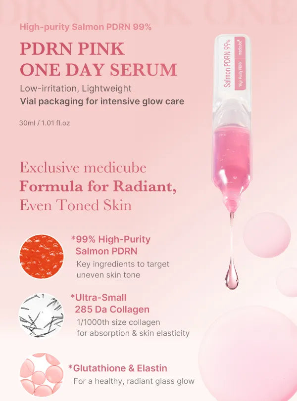 MEDICUBE PDRN PINK ONE DAY SERUM SET (1.5MLX10EA) مجموعة سيروم ميديكيوب PDRN الوردي ليوم واحد