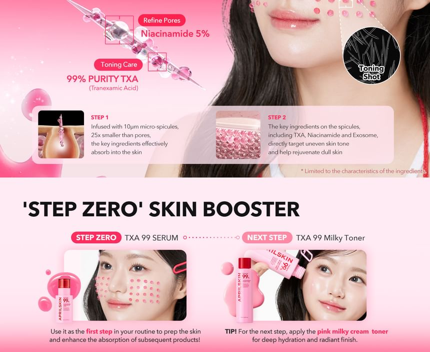 APRILSKIN TXA Niacinamide Toning Shot 99 Serum سيروم مكافحة التصبغات ومشاكل المسام