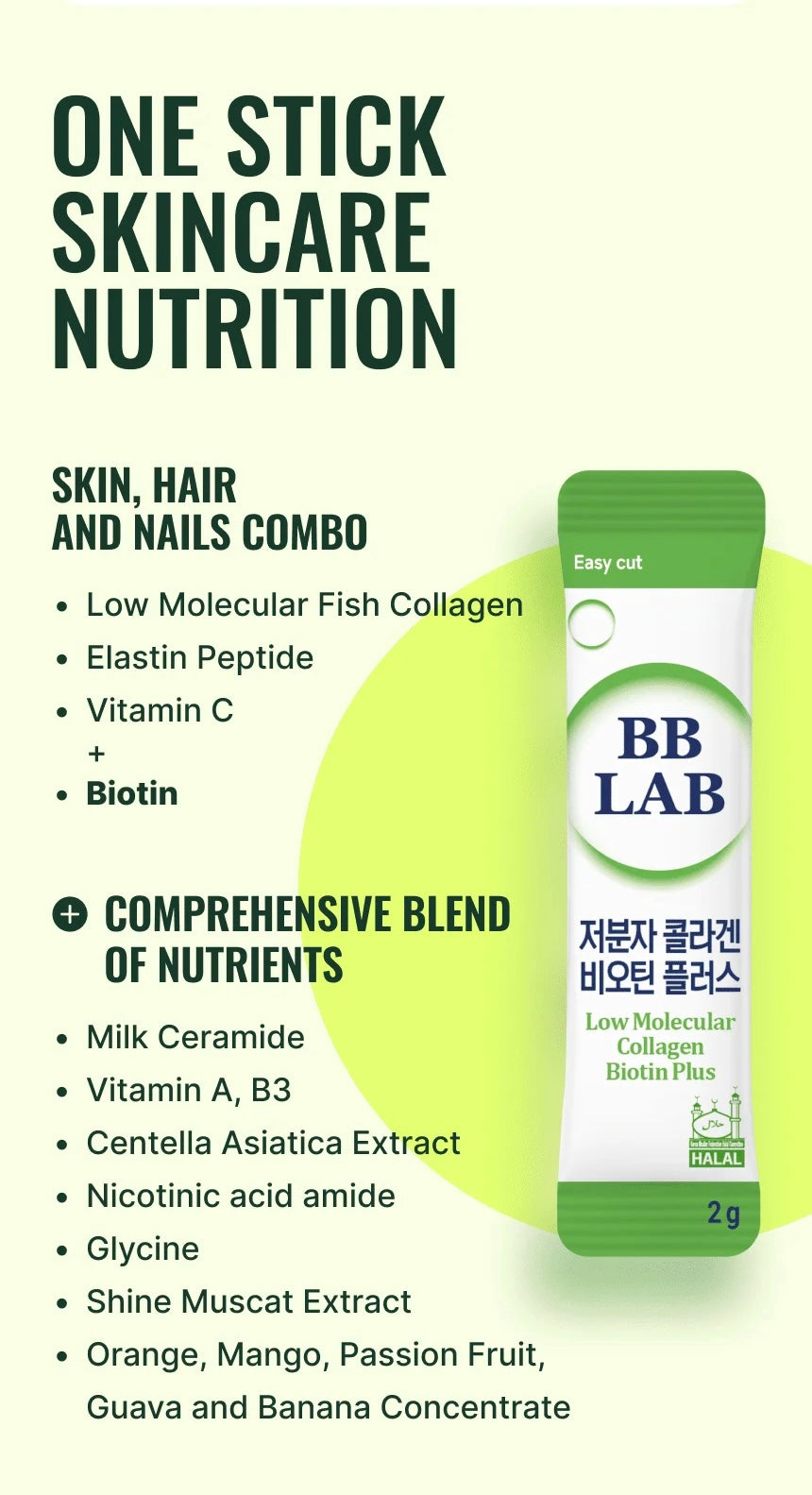 BB LAB LOW-MOLECULAR COLLAGEN BIOTIN PLUS, 2G X 30 STICKS