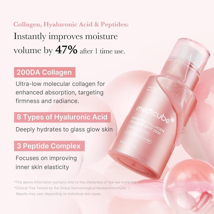 medicube PDRN Pink Collagen Exosome Shot Serum 2,000 PPM سيروم ميديكيوب PDRN الوردي بالكولاجين إكسوزوم، ٢٠٠٠ جزء في المليون