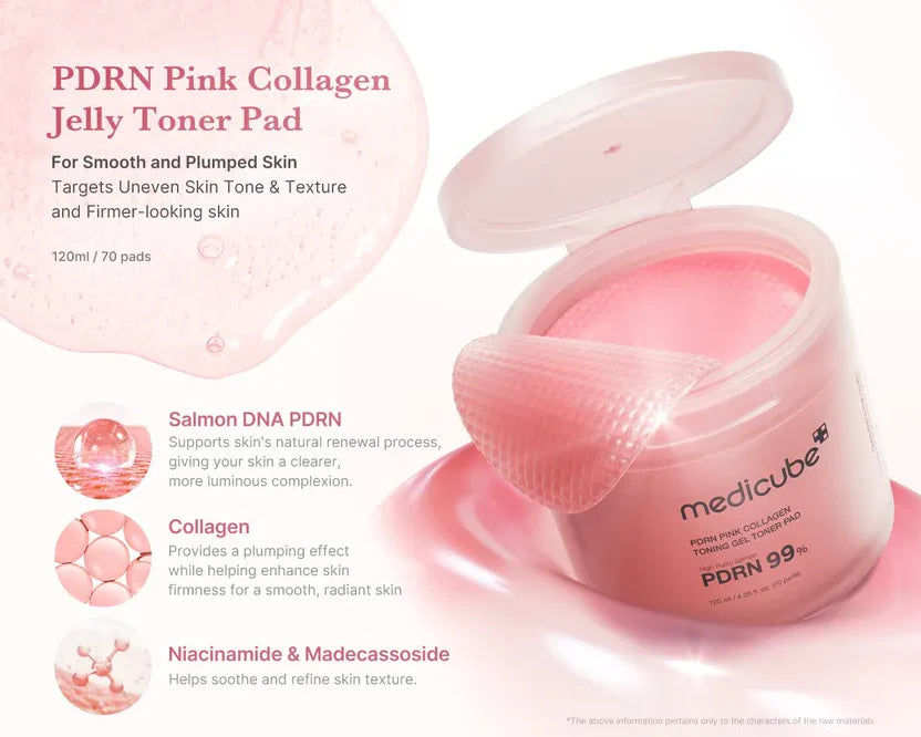 Medicube PDRN PINK COLLAGEN TONING GEL TONER PAD 70ea
