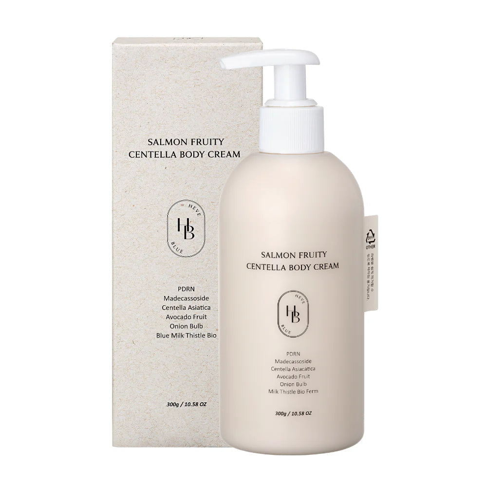HEVEBLUE SALMON FRUITY CENTELLA BODY CREAM - 300G | هيفي بلو كريم الجسم بالسينتيلا و السالمون - 300 غرام