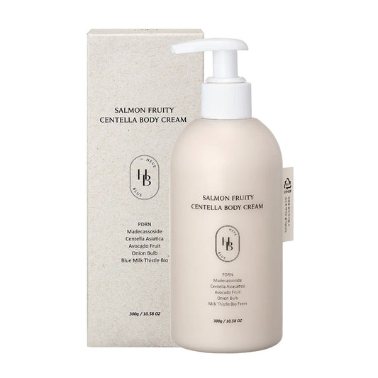 HEVEBLUE SALMON FRUITY CENTELLA BODY CREAM - 300G | هيفي بلو كريم الجسم بالسينتيلا و السالمون - 300 غرام