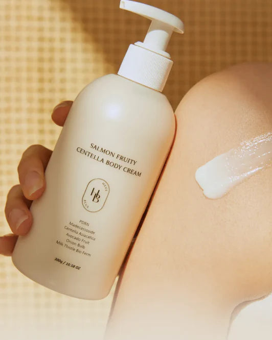 HEVEBLUE SALMON FRUITY CENTELLA BODY CREAM - 300G | هيفي بلو كريم الجسم بالسينتيلا و السالمون - 300 غرام