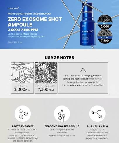 Medicube One Day Exosome Shot Pore Ampoule 2000 30ml أمبولة المسام من ميديكيوب وان داي إكسوسوم شوت 2000